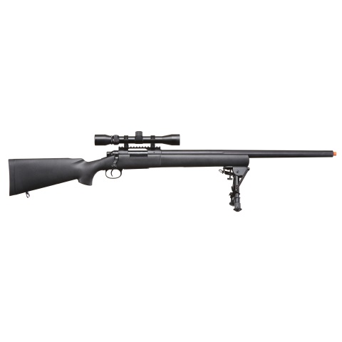 Lancer Tactical Low FPS M24 Bolt Action Spring Powered Sniper Rifle w/ Scope & Bipod (Color: Black)