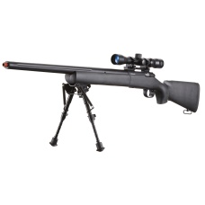 Lancer Tactical Low FPS M24 Bolt Action Spring Powered Sniper Rifle w/ Scope & Bipod (Color: Black)