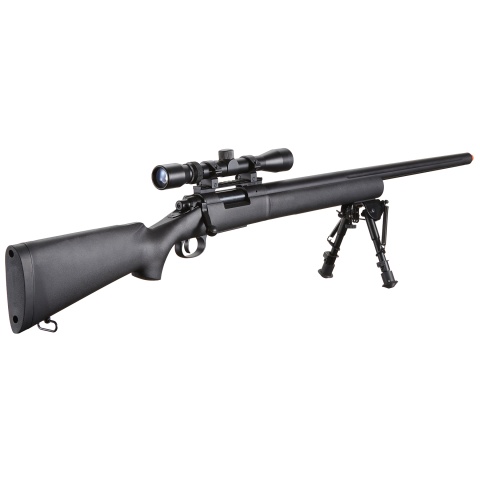 Lancer Tactical Low FPS M24 Bolt Action Spring Powered Sniper Rifle w/ Scope & Bipod (Color: Black)