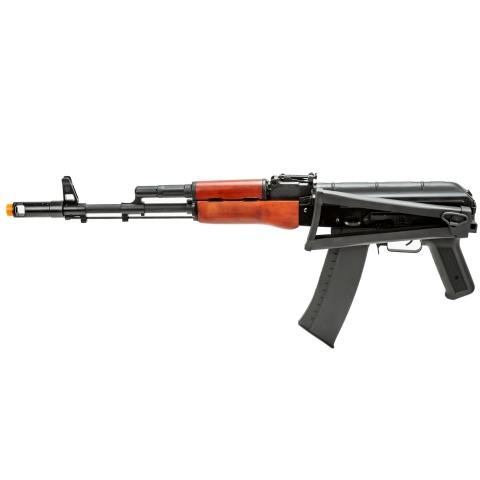 Lancer Tactical AK-Series AK-47N AEG Airsoft Rifle w/ Skeleton Folding Stock (Real Wood Furniture)