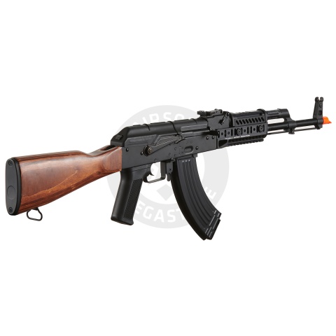 Lancer Tactical AK-Series AK-74M AEG Airsoft Rifle Non ETU w/ ACW-272 Gas Tube Cover, ACW-273 Handguard, Wood Stock & SG-11B Mag - (Black)