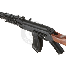 Lancer Tactical AK-Series AK-74M AEG Airsoft Rifle Non ETU w/ ACW-272 Gas Tube Cover, ACW-273 Handguard, Wood Stock & SG-11B Mag - (Black)