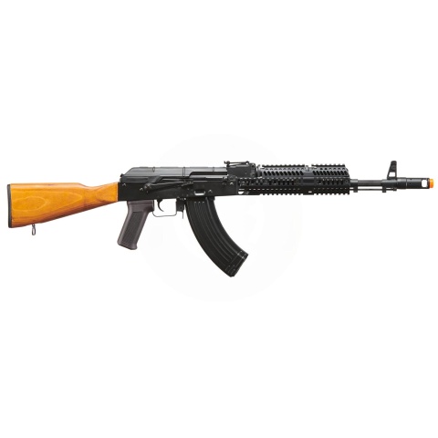 Lancer Tactical AK-Series AK-74M AEG Airsoft Rifle w/ Flash Hider ACW-228 Gas Tube Cover, ACW-229 Handguard, Wood Stock & SG-11B Mag - (Black)