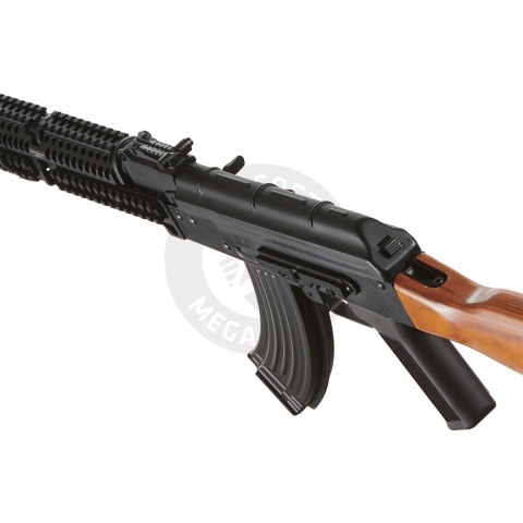 Lancer Tactical AK-Series AK-74M AEG Airsoft Rifle w/ Flash Hider ACW-228 Gas Tube Cover, ACW-229 Handguard, Wood Stock & SG-11B Mag - (Black)