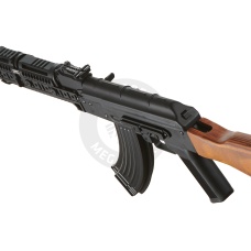 Lancer Tactical AK-Series AK-74M AEG Airsoft Rifle w/ Flash Hider, ACW-278 Gas Tube Cover, ACW-279 Handguard, Wood Stock & SG-11B Mag - (Black)