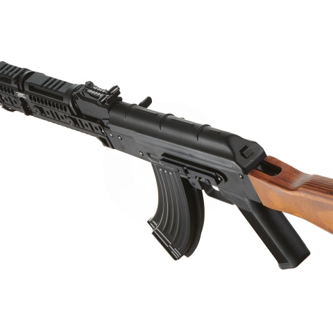 Lancer Tactical AK-Series AK-74M AEG Airsoft Rifle w/ Flash Hider, ACW-278 Gas Tube Cover, ACW-279 Handguard, Wood Stock & SG-11B Mag - (Black)