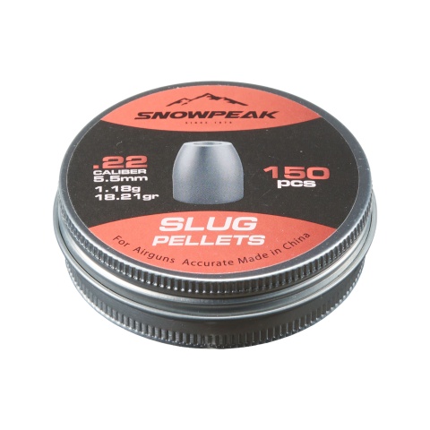 Snowpeak 5.5mm .22 Caliber 1.18g Slug Airgun Pellets - 150 Rounds
