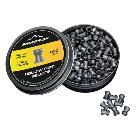 SnowPeak 250CT Hollow Point 5.5MM Caliber Air Gun Pellets (Hollow Head)