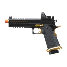 Lancer Tactical Knightshade Hi-Capa Gas Blowback Airsoft Pistol w/ Red Dot Sight (Color: Black & Gold)