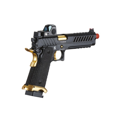 Lancer Tactical Knightshade Hi-Capa Gas Blowback Airsoft Pistol w/ Red Dot Sight (Color: Black & Gold)