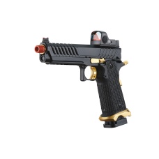Lancer Tactical Knightshade Hi-Capa Gas Blowback Airsoft Pistol w/ Red Dot Sight (Color: Black & Gold)