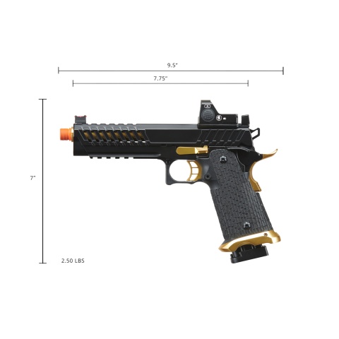 Lancer Tactical Knightshade Hi-Capa Gas Blowback Airsoft Pistol w/ Red Dot Sight (Color: Black & Gold)