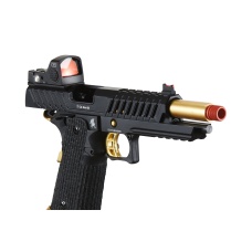 Lancer Tactical Knightshade Hi-Capa Gas Blowback Airsoft Pistol w/ Red Dot Sight (Color: Black & Gold)