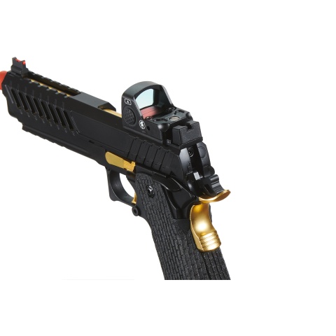 Lancer Tactical Knightshade Hi-Capa Gas Blowback Airsoft Pistol w/ Red Dot Sight (Color: Black & Gold)