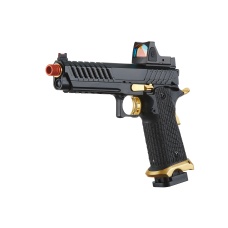 Lancer Tactical Knightshade Hi-Capa Gas Blowback Airsoft Pistol w/ Reflex Red Dot Sight (Color: Black & Gold)