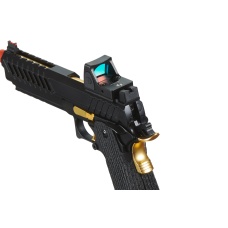 Lancer Tactical Knightshade Hi-Capa Gas Blowback Airsoft Pistol w/ Reflex Red Dot Sight (Color: Black & Gold)
