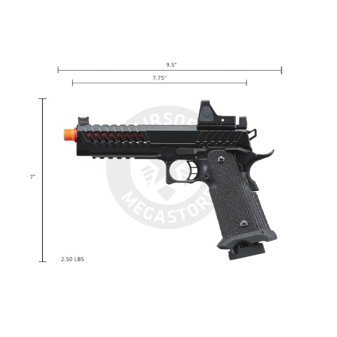 Lancer Tactical Knightshade Hi-Capa Gas Blowback Airsoft Pistol w/ Reflex Red Dot Sight - (Red)