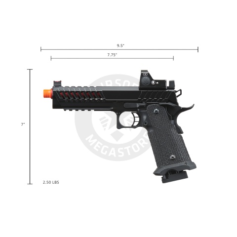 Lancer Tactical Knightshade Hi-Capa Gas Blowback Airsoft Pistol w/ Red Dot Sight - (Red)