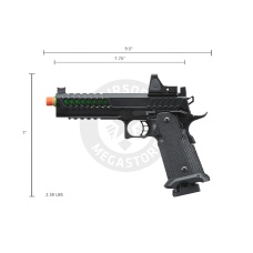 Lancer Tactical Knightshade Hi-Capa Gas Blowback Airsoft Pistol w/ Reflex Red Dot Sight - (Green)