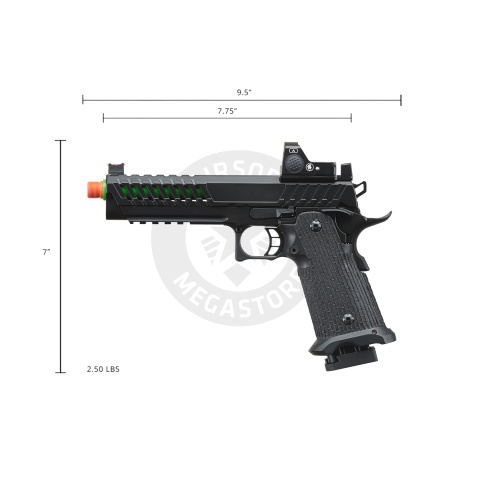 Lancer Tactical Knightshade Hi-Capa Gas Blowback Airsoft Pistol w/ Red Dot Sight - (Green)