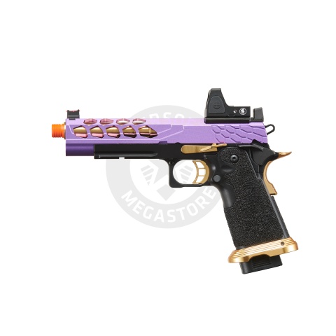Lancer Tactical Stryk Hi-Capa 5.1 Gas Blowback Airsoft Pistol w/ Reflex Red Dot Sight - (Purple & Gold)