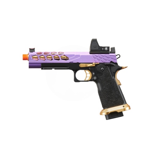 Lancer Tactical Stryk Hi-Capa 5.1 Gas Blowback Airsoft Pistol w/ Reflex Red Dot Sight - (Purple & Gold)