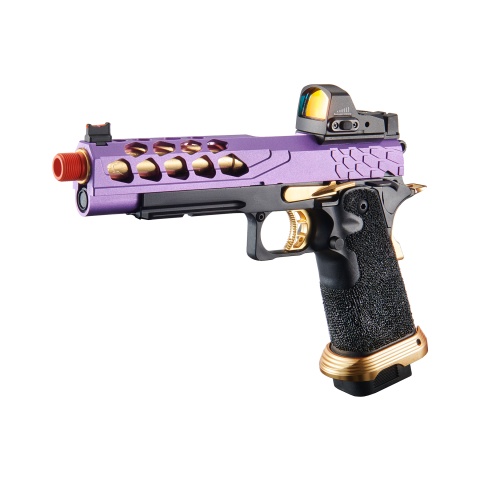 Lancer Tactical Stryk Hi-Capa 5.1 Gas Blowback Airsoft Pistol w/ Micro Red Dot Sight - (Purple & Gold)