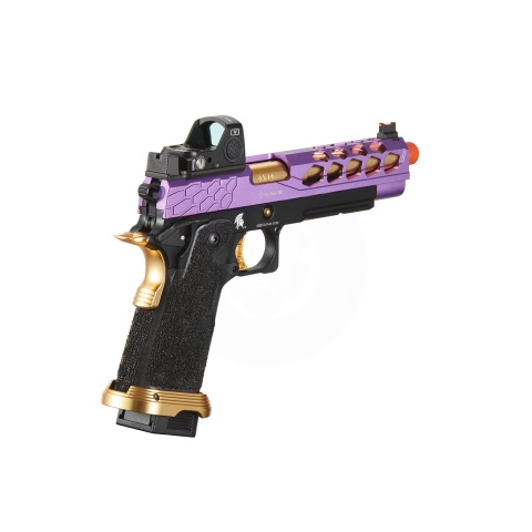 Lancer Tactical Stryk Hi-Capa 5.1 Gas Blowback Airsoft Pistol w/ Red Dot Sight - (Purple & Gold)