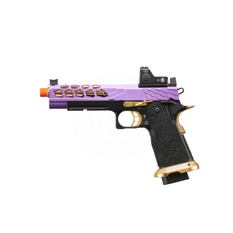 Lancer Tactical Stryk Hi-Capa 5.1 Gas Blowback Airsoft Pistol w/ Red Dot Sight - (Purple & Gold)