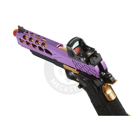 Lancer Tactical Stryk Hi-Capa 5.1 Gas Blowback Airsoft Pistol w/ Red Dot Sight - (Purple & Gold)