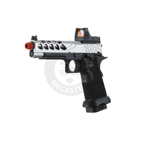 Lancer Tactical Stryk Hi-Capa 5.1 Gas Blowback Airsoft Pistol w/ Reflex Red Dot Sight - (Black & Silver)