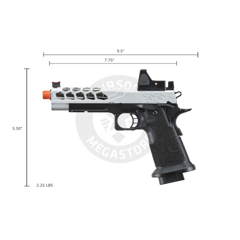 Lancer Tactical Stryk Hi-Capa 5.1 Gas Blowback Airsoft Pistol w/ Reflex Red Dot Sight - (Black & Silver)