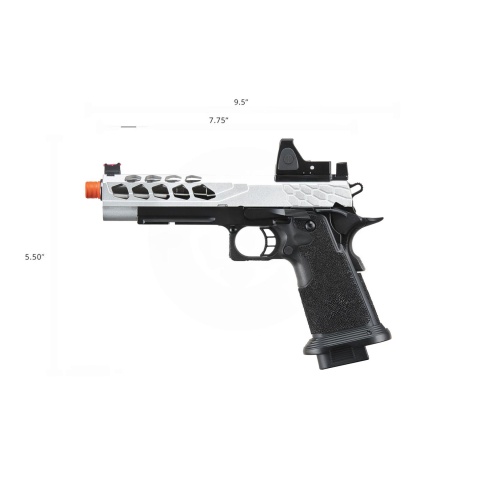 Lancer Tactical Stryk Hi-Capa 5.1 Gas Blowback Airsoft Pistol w/ Reflex Red Dot Sight - (Black & Silver)