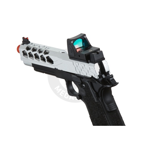 Lancer Tactical Stryk Hi-Capa 5.1 Gas Blowback Airsoft Pistol w/ Reflex Red Dot Sight - (Black & Silver)