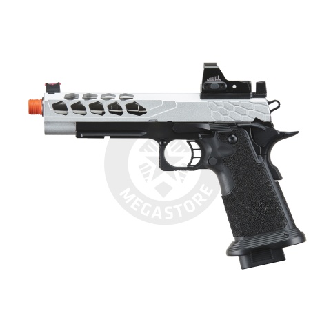 Lancer Tactical Stryk Hi-Capa 5.1 Gas Blowback Airsoft Pistol w/ Micro Red Dot Sight - (Black & Silver)