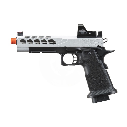 Lancer Tactical Stryk Hi-Capa 5.1 Gas Blowback Airsoft Pistol w/ Micro Red Dot Sight - (Black & Silver)