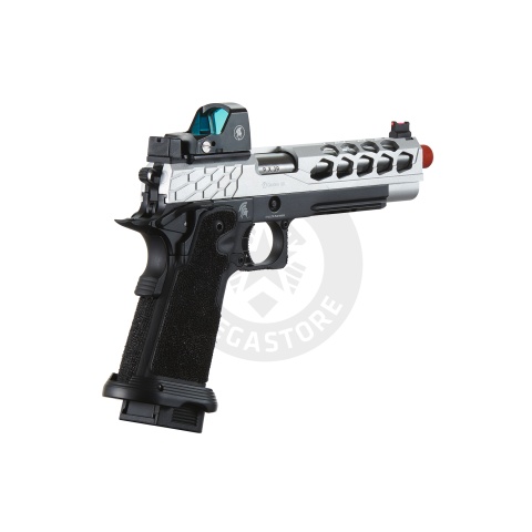 Lancer Tactical Stryk Hi-Capa 5.1 Gas Blowback Airsoft Pistol w/ Micro Red Dot Sight - (Black & Silver)