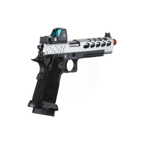 Lancer Tactical Stryk Hi-Capa 5.1 Gas Blowback Airsoft Pistol w/ Micro Red Dot Sight - (Black & Silver)