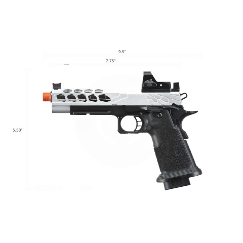 Lancer Tactical Stryk Hi-Capa 5.1 Gas Blowback Airsoft Pistol w/ Micro Red Dot Sight - (Black & Silver)