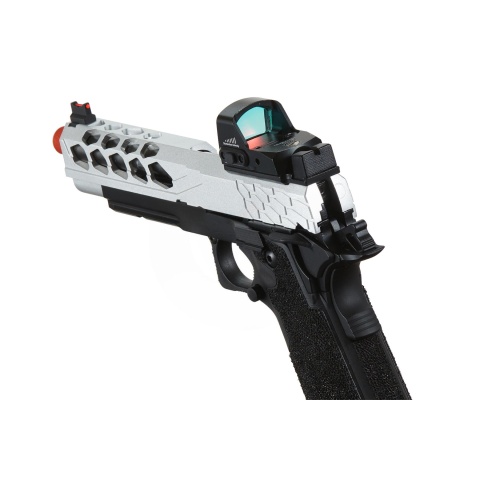 Lancer Tactical Stryk Hi-Capa 5.1 Gas Blowback Airsoft Pistol w/ Micro Red Dot Sight - (Black & Silver)