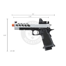 Lancer Tactical Stryk Hi-Capa 5.1 Gas Blowback Airsoft Pistol w/ Red Dot Sight - (Black & Silver)