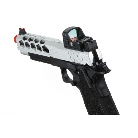 Lancer Tactical Stryk Hi-Capa 5.1 Gas Blowback Airsoft Pistol w/ Red Dot Sight - (Black & Silver)