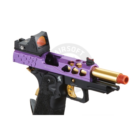 Lancer Tactical Stryk Hi-Capa 4.3 Gas Blowback Airsoft Pistol w/ Reflex Red Dot Sight - (Black, Purple, & Gold)