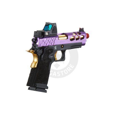 Lancer Tactical Stryk Hi-Capa 4.3 Gas Blowback Airsoft Pistol w/ Reflex Red Dot Sight - (Black, Purple, & Gold)