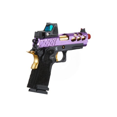 Lancer Tactical Stryk Hi-Capa 4.3 Gas Blowback Airsoft Pistol w/ Reflex Red Dot Sight - (Black, Purple, & Gold)