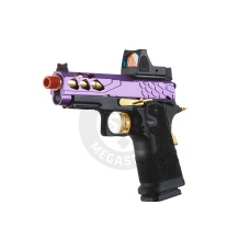 Lancer Tactical Stryk Hi-Capa 4.3 Gas Blowback Airsoft Pistol w/ Reflex Red Dot Sight - (Black, Purple, & Gold)