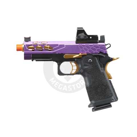 Lancer Tactical Stryk Hi-Capa 4.3 Gas Blowback Airsoft Pistol w/ Micro Red Dot Sight (Black, Purple, & Gold)