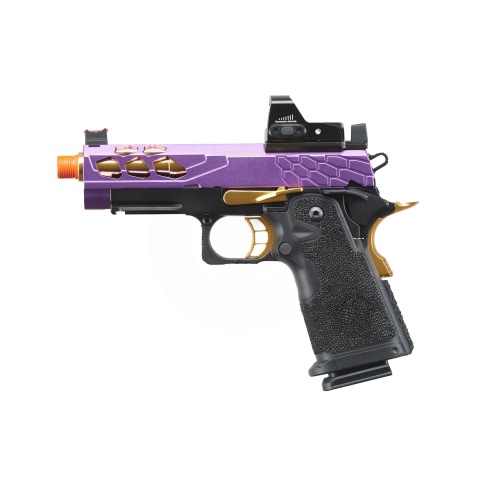 Lancer Tactical Stryk Hi-Capa 4.3 Gas Blowback Airsoft Pistol w/ Micro Red Dot Sight (Black, Purple, & Gold)