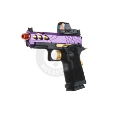 Lancer Tactical Stryk Hi-Capa 4.3 Gas Blowback Airsoft Pistol w/ Micro Red Dot Sight (Black, Purple, & Gold)