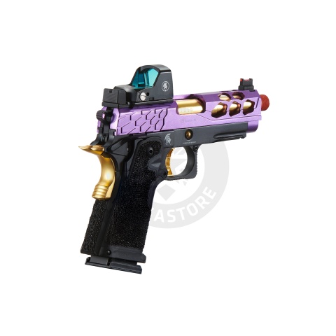 Lancer Tactical Stryk Hi-Capa 4.3 Gas Blowback Airsoft Pistol w/ Micro Red Dot Sight (Black, Purple, & Gold)